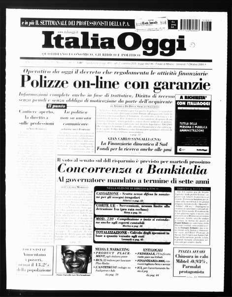 Italia oggi : quotidiano di economia finanza e politica